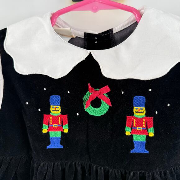 Vintage Oshkosh Collection Velvet Dress Size 4 90's Black Christmas Nutcracker - Picture 6 of 16